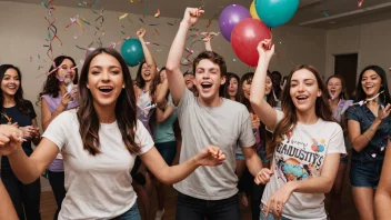 En livlig studentfest med studenter som danser og har det gøy