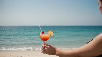 En fredelig strandscene med en person som slapper av og nyter ferien