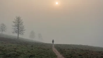 Et fredelig og mystisk bilde av et tåkete landskap.