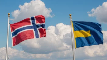 Et bilde som representerer begrepet svenskdominans, med et norsk flagg i forgrunnen og et svensk flagg i bakgrunnen.