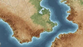 Et bilde som representerer geostatistisk analyse, med et kart og tilfeldige prøvepunkter.