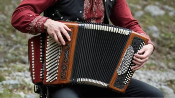 En musiker spiller på et tradisjonelt norsk trekkespill.