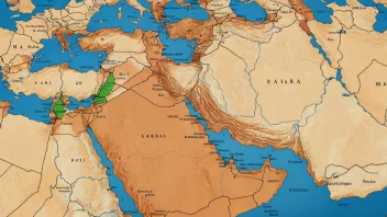 Et kart over Midtøsten med arabiske land markert.