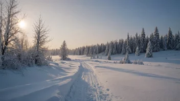 Et vinterlandskap med mye snø og en kald atmosfære.