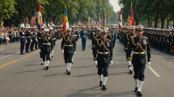 En seremonitropp marsjerer i en parade.