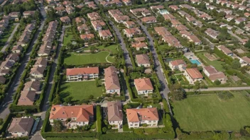 Et boligområde med hus og hager