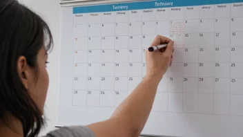 En person i en treningsøkt, med en kalender eller tidsplan i bakgrunnen, som fremhever en bestemt tidsperiode.