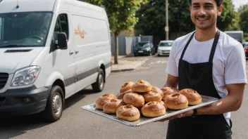 En person som leverer nybakte varer fra et bakeri.