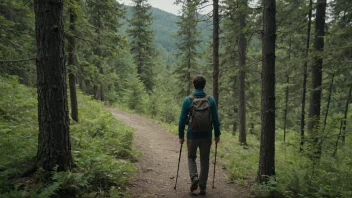 En person som nyter en deilig fotgang i skogen.