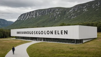 En regionhøgskole i Norge, med en moderne bygning og et naturskjønt område.