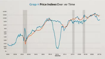 En graf som viser endringene i prisindekser over en periode