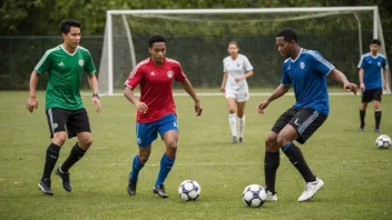 En gruppe mennesker som spiller fotball sammen i et vennlig miljø, representert som et positivt fotballmiljø