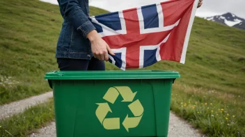 En person som bidrar til miljøet ved å resirkulere, med en grønn jord i bakgrunnen.