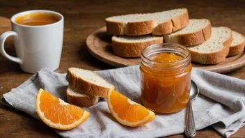 Et deilig og hjemmelaget appelsinsyltetøy i en jar, perfekt for å toppen toast eller bruke som kakefylling.