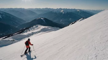 En freerider som kjører ned fjellet på snowboard.