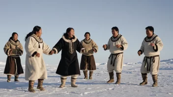 Inuitfolk feirer sin kultur på en tradisjonell måte.