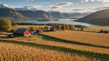 En vakker norsk gård under slutthøsten.