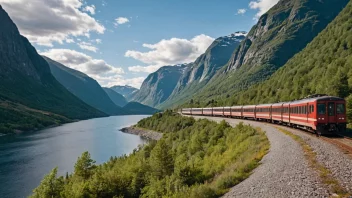 Et tog på Flåmsbana jernbanestrekningen i Vest-Norge.