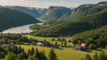 Et pittoreskt landskap på den norske landsbygda.