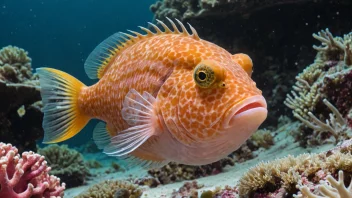 En sjømaling som svømmer i havet, omgitt av tang og korall.