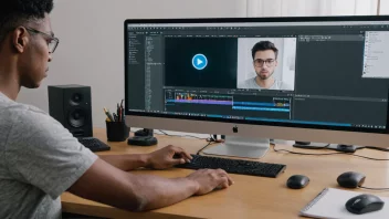En person som redigerer en video på en datamaskin.