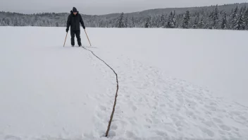 En person som lager en snøfresing i et vinterlandskap.