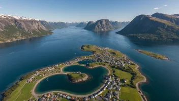 Flyfoto av Harøysunds, en kystby i Norge.