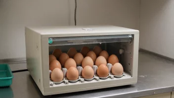 En inkubator med egg inne, brukt for å klekke ut egg i et kontrollert miljø.