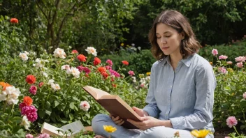 Et fredelig bilde av en person som nyter naturen og leser en bok, som representerer konseptet nytelsesfilosofi.