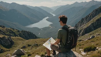 En turgåer i fjellet, som nyter utsikten.