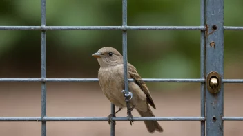 En fugl er fanget i et bur med en lås på døren, symboliserer noe som er innelåst eller fanget