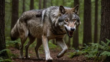 En majestetisk grå ulv i sin naturlige habitat.