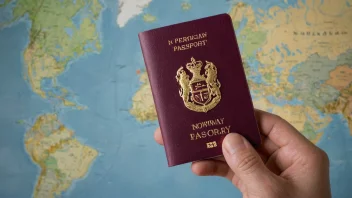 En person som holder et norsk pass, symboliserer registrering og nasjonalitet