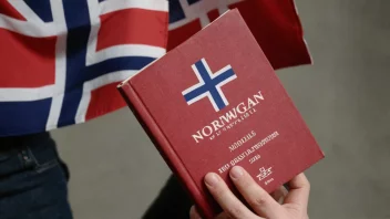 En person som holder en bok med et norsk flagg i bakgrunnen, symboliserer støtten for bokmål