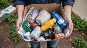 En person som holder en søppelbag med forskjellige typer avfall.