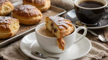 En person som nyter en avslappende søndag morgen med en kopp kaffe og en pastry