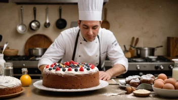 En deilig og visuelt tiltalende kake eller pastry, som viser kunsten å bake.