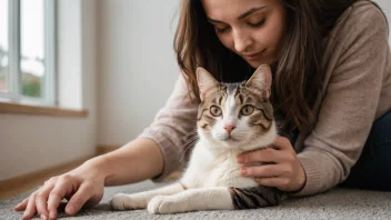 En person som kjærtegner en katt, og viser omsorg og kjærlighet.