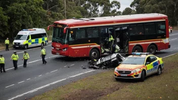 Et busskrasj med nødetatene på vei.