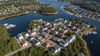 Flyfoto av Sørstrømmen, en bydel i Kristiansand