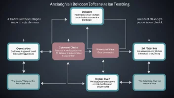 Et bilde som representerer testprosessen, med ulike faser og elementer involvert.