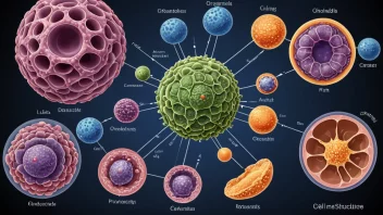 En illustrasjon av en cellestruktur, som viser de forskjellige komponentene som utgjør en celle.