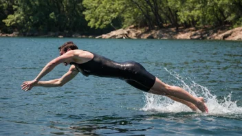 En person dykker ned i vannet med en splash.