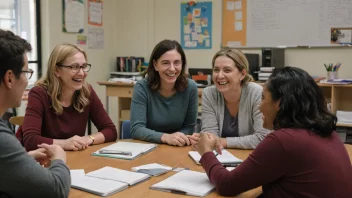 En gruppe lærere som samarbeider og diskuterer skolesaker.