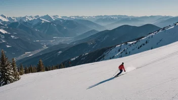 En person som nyter fjellskikjøring i fjellet