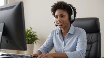 En kundeservicerepresentant som jobber på et callcenter.