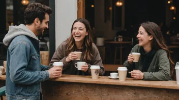 En varm og invitende kaffebod med en livlig atmosfære.