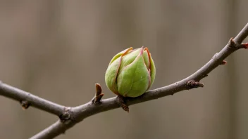 En skuddknopp på en gren, med skuddknoppen som hovedfokus i bildet.