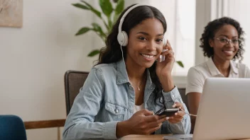 En person som holder en telefon med en vennlig kundestøtte representant på den andre siden