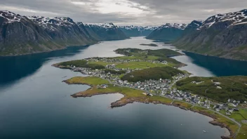 Flyfoto av Herøysund, en liten bygd i Norge.